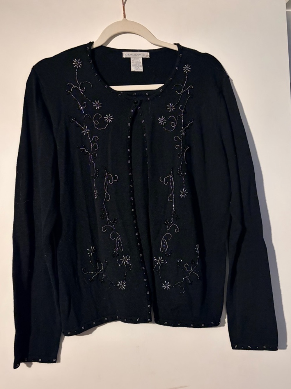 3/$17 Claudia D beaded Cardigan Sweater